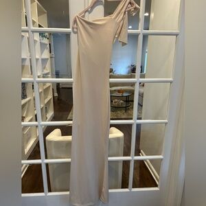 Commense One Shoulder Cream Dress